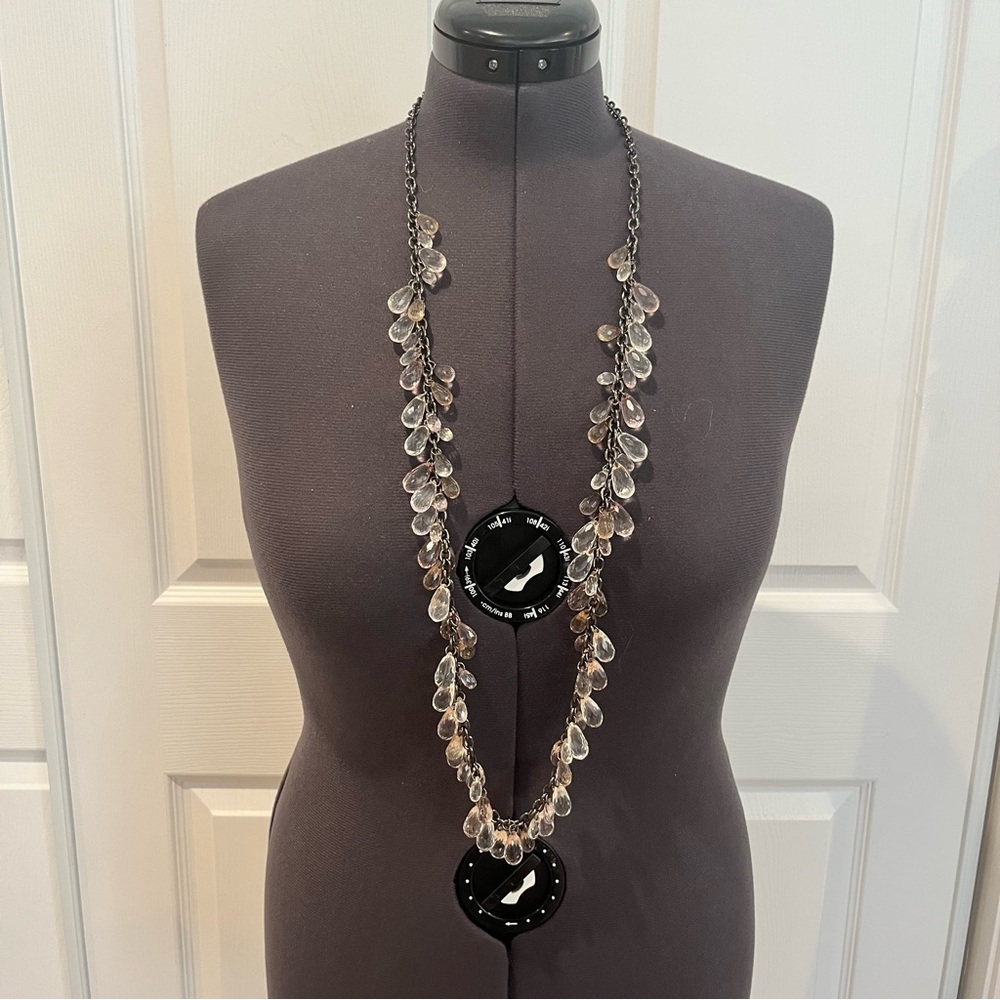 Elegant Pastel Beaded Necklace on Pewter Colored Chain
